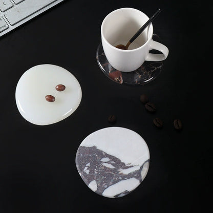 Natural Marble Irregular Coasters – Heat-Resistant Tabletop Decor