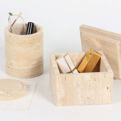 Wabi-Sabi Natural Travertine Jewelry & Storage Box