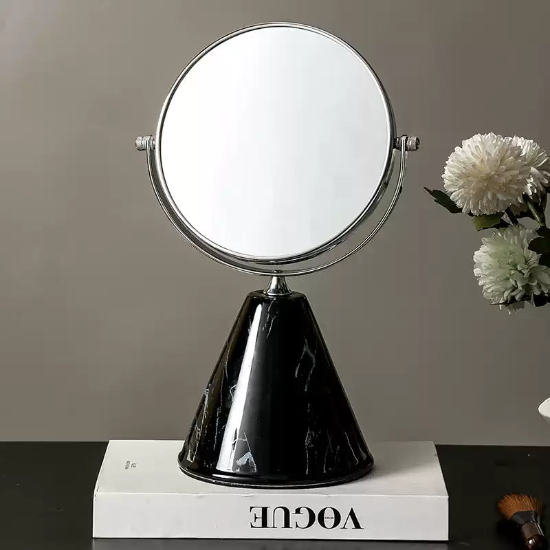 Marble Vein Double-Sided Rotating Vanity Mirror
