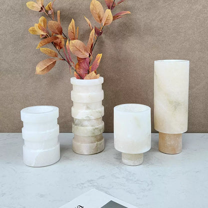 French Luxury Geometric Onyx Vase