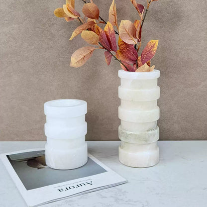 French Luxury Geometric Onyx Vase