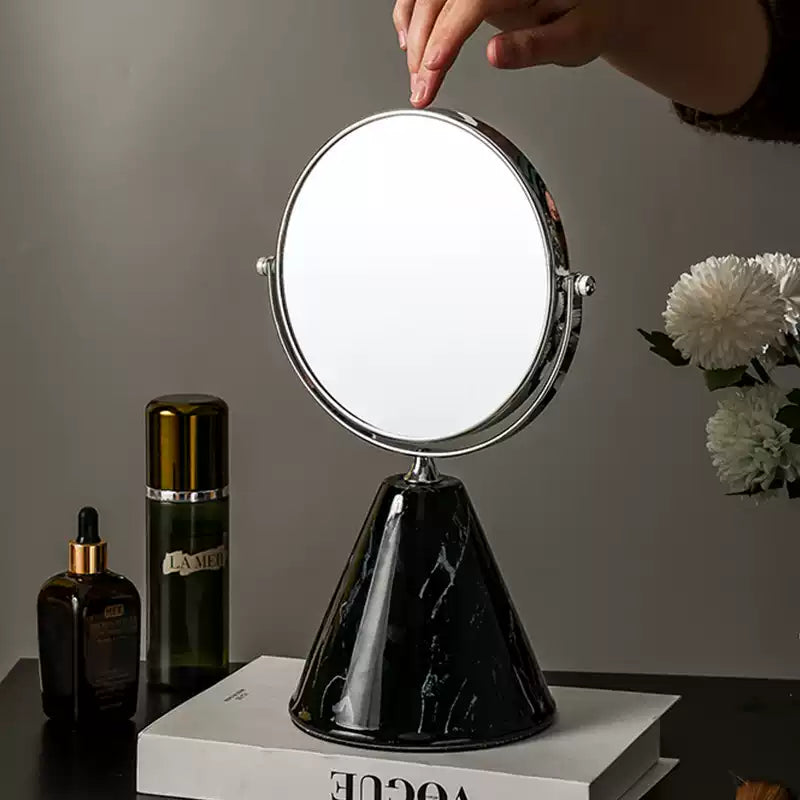 Marble Vein Double-Sided Rotating Vanity Mirror