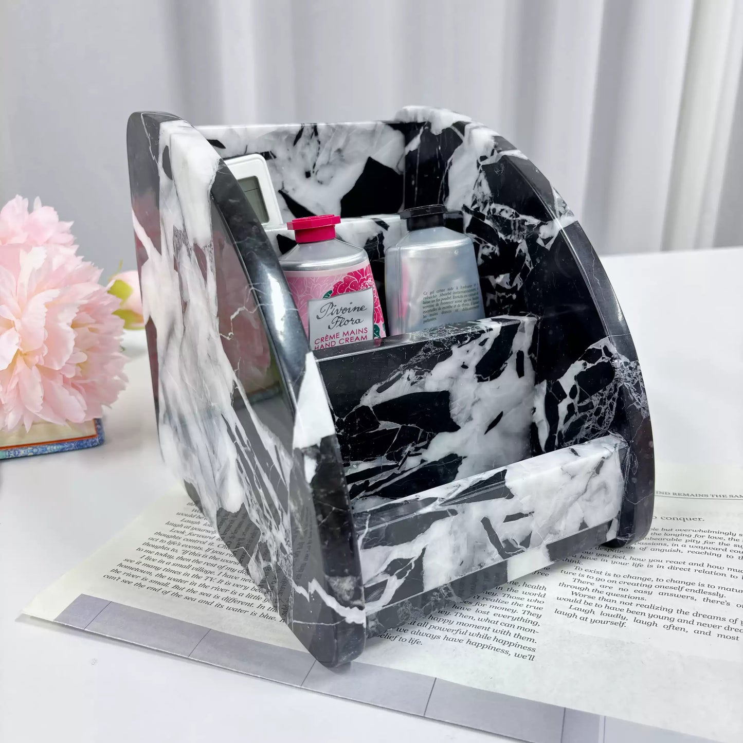 Natural Marble 3-Tier Luxury Desktop Organizer – Modern Minimalist