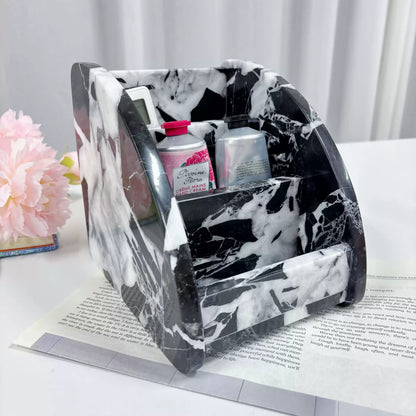 Natural Marble 3-Tier Luxury Desktop Organizer – Modern Minimalist