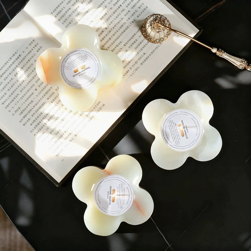 Modern Minimalist Natural Marble Petal Candle Holder