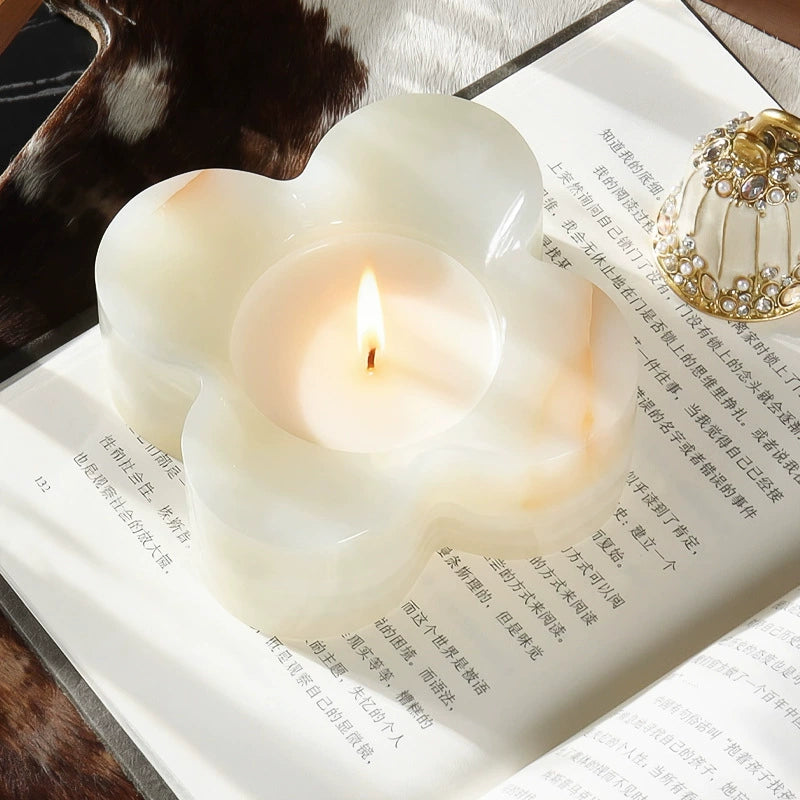 Modern Minimalist Natural Marble Petal Candle Holder