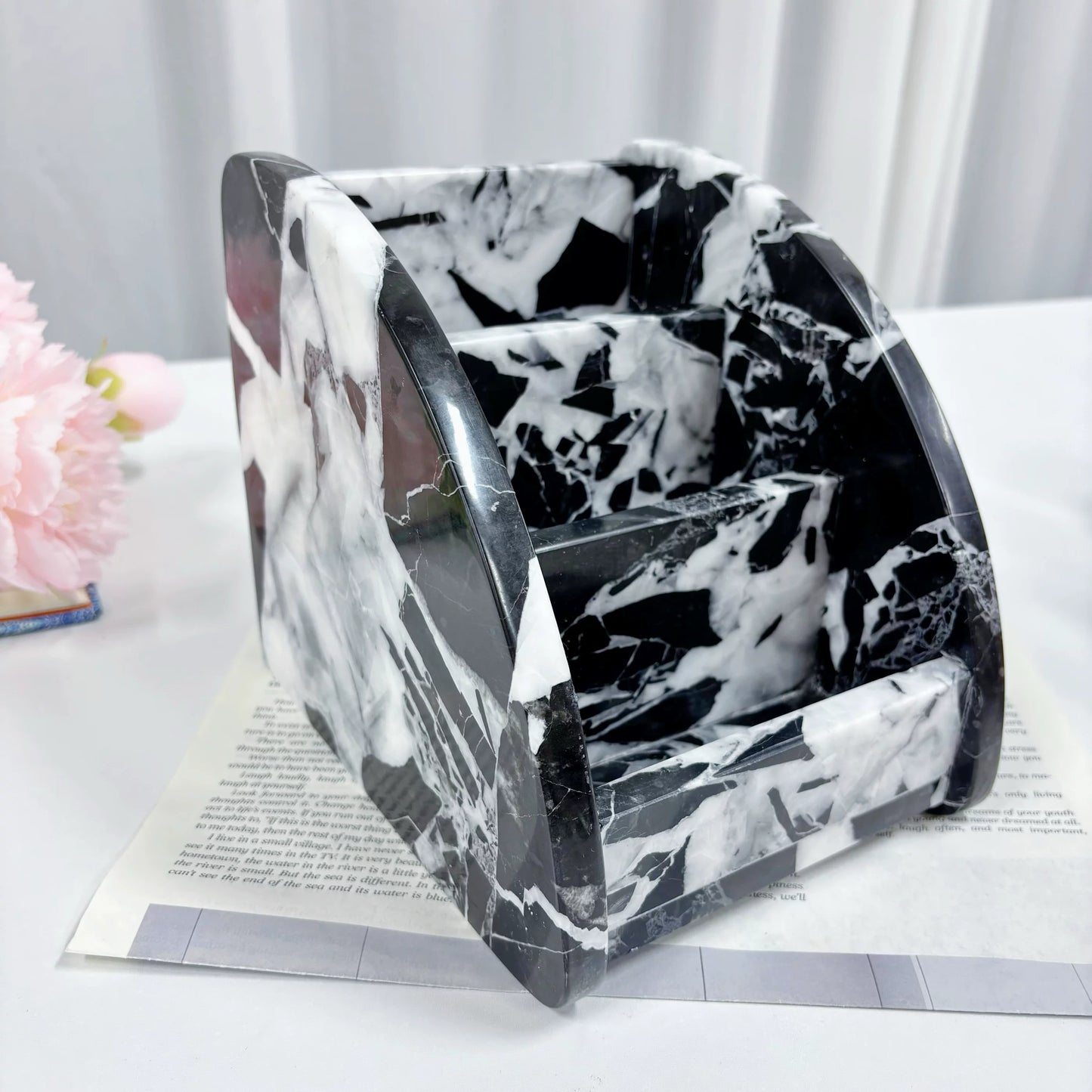 Natural Marble 3-Tier Luxury Desktop Organizer – Modern Minimalist