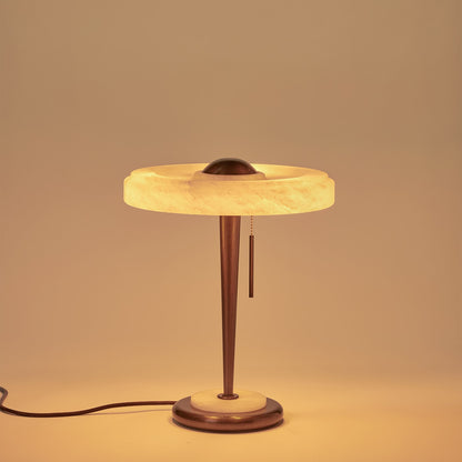 Vintage Inspired Table Lamp with Bronze Base and Alabaster Shade