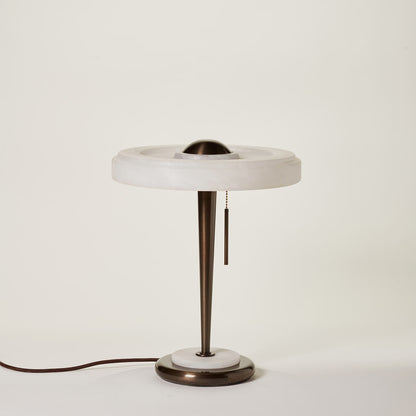 Vintage Inspired Table Lamp with Bronze Base and Alabaster Shade